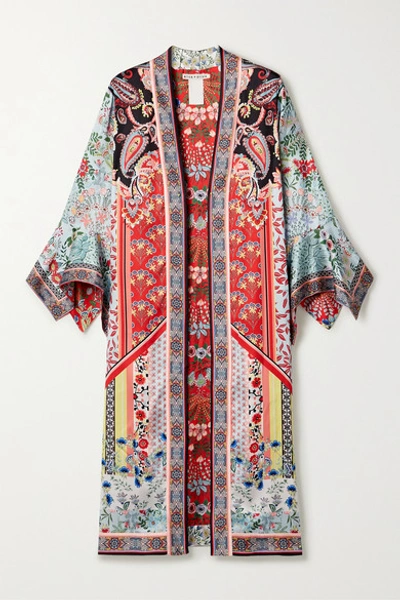 Alice And Olivia Lynn Reversible Side-slit Long Kimono In Paloma Multi/combo