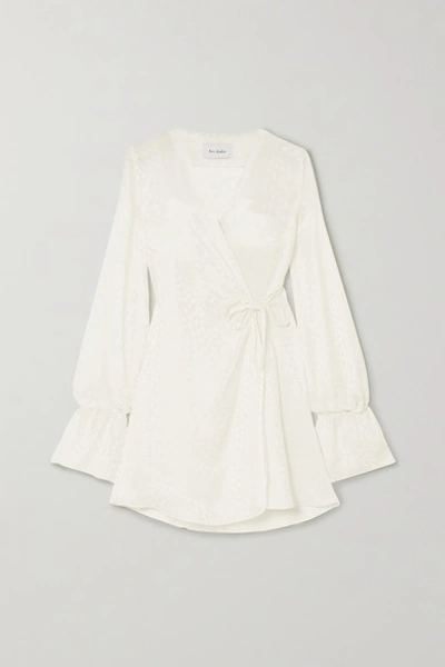 Art Dealer Naomi Satin-jacquard Wrap Mini Dress In White