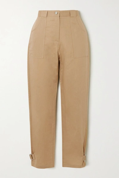 The Range Cropped Linen And Cotton-blend Twill Straight-leg Pants In Beige