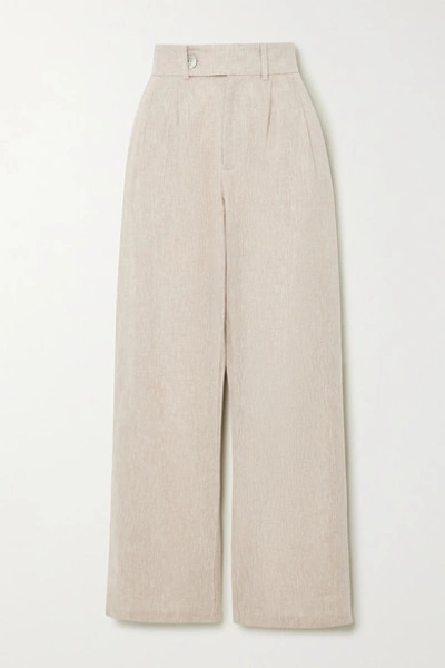 The Line By K Bettina Linen-blend Wide-leg Trousers In Beige