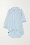 LANVIN OVERSIZED ASYMMETRIC EMBROIDERED COTTON-PIQUÉ POLO SHIRT