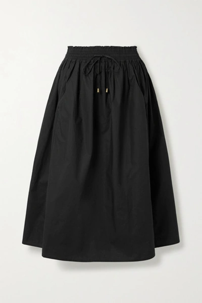 Apiece Apart Wabi Sabi Cotton-poplin Midi Skirt In Black