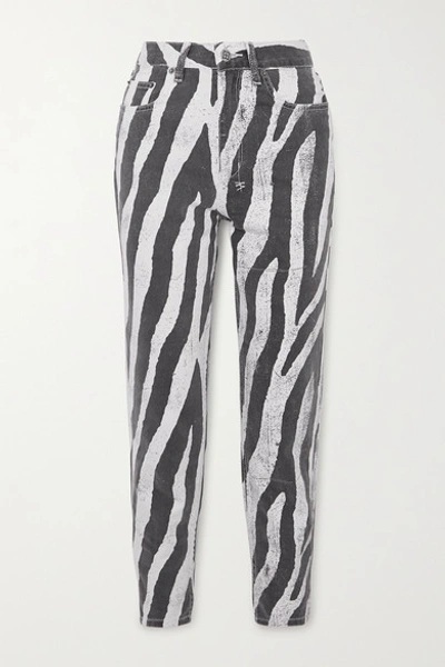Ksubi Pointer Zebra-print High-rise Straight-leg Jeans In Black