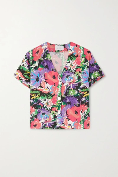 Art Dealer Olivia Floral-print Silk-blend Shirt In Purple