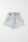 AMIRI JACQUARD-TRIMMED DENIM SHORTS