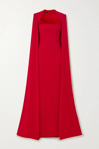 Alex Perry Laurel Cape-effect Crepe Gown In Red