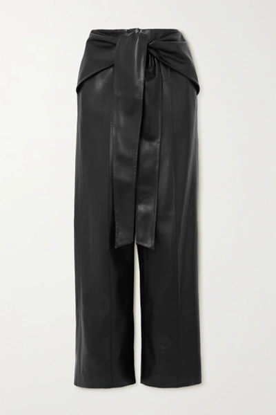 Aleksandre Akhalkatsishvili Belted Faux Leather Wide-leg Pants In Black