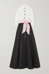 Carolina Herrera Icon Two-tone Taffeta Trench Gown In Black
