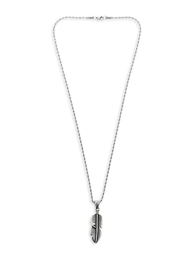 Eye Candy La Stainless Steel Feather Pendant Necklace