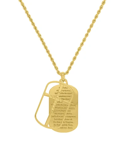 Saks Fifth Avenue 14k Yellow Gold Lord's Prayer Dog Tag Pendant Necklace
