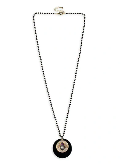 Cz By Kenneth Jay Lane 18k Goldplated, Black Rhodium-plated & Crystal Pendant Necklace