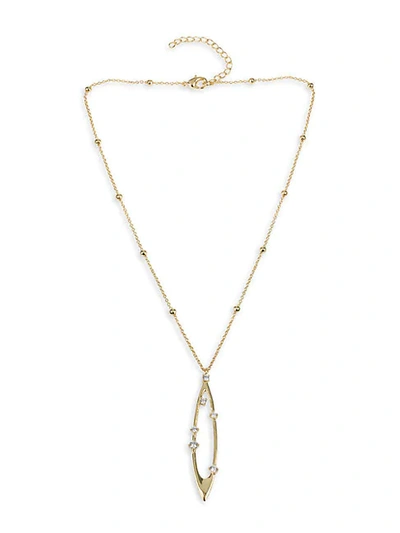 Cz By Kenneth Jay Lane 18k Goldplated & Cubic Zirconia Elongated Celestial Oval Pendant Necklace