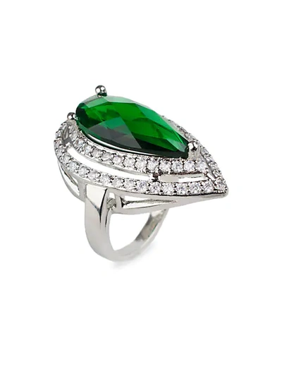 Cz By Kenneth Jay Lane Rhodium-plated & Crystal Statement Pear Ring