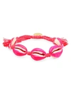 VENESSA ARIZAGA NEON PINK SHELL PULL-TIE BRACELET,0400011932190