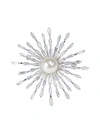 CZ BY KENNETH JAY LANE WOMEN'S FAUX PEARL & CUBIC ZIRCONIA STARBURST BROOCH,0400012378237