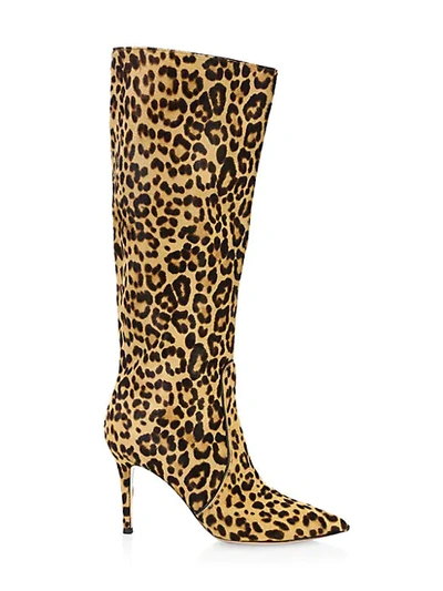 Gianvito Rossi Leopard Print Slouchy Calf Hair Knee-high Boots