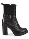 CHARLES DAVID GOVERN LEATHER STACK-HEEL LACE-UP BOOTIES,0400012027505