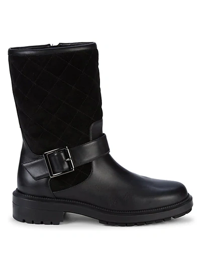 Aquatalia Lila Weatherproof Leather & Suede Mid-calf Boots In Black