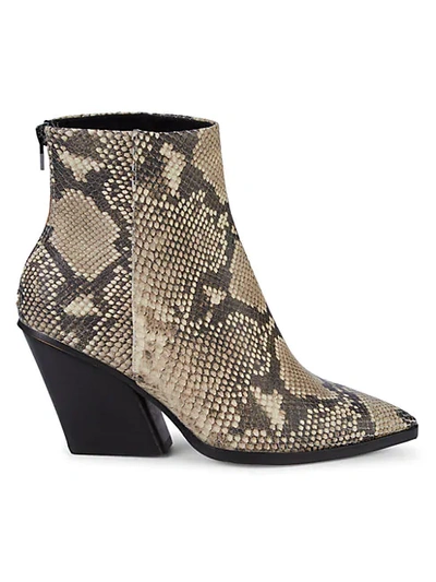 Dolce Vita Issa Snakeskin-print Leather Ankle Boots In Black White