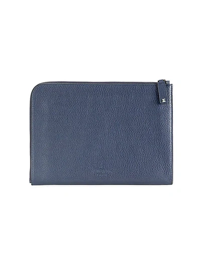 Valentino Garavani Rockstud Leather Document Case In Marine