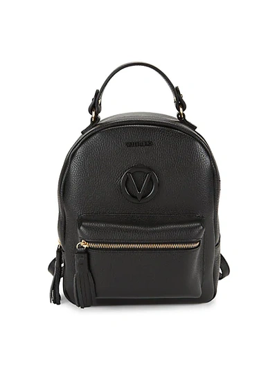 Valentino By Mario Valentino Bastien Dollaro Pebbled-leather Backpack In Black