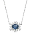 HUEB 18K WHITE GOLD, SAPPHIRE & DIAMOND PENDANT NECKLACE,0400010199106