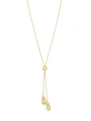 SAKS FIFTH AVENUE 14K YELLOW GOLD TEARDROP BOX CHAIN LARIAT NECKLACE,0400010877176