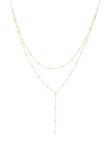 SAKS FIFTH AVENUE BEADED 14K YELLOW GOLD DOUBLE STRAND STATION NECKLACE,0400010876491