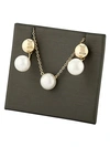SAKS FIFTH AVENUE 14K GOLD & 6-8MM ROUND FRESHWATER PEARL PENDANT NECKLACE & EARRINGS SET,0400010784596
