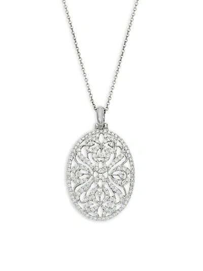 Nephora 14k White Gold & White Diamond Pendant Necklace