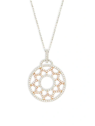 Nephora 14k White & Rose Gold & Diamond Pendant Necklace