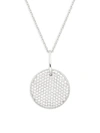 ROBERTO COIN 18K WHITE GOLD & DIAMOND DISC PENDANT NECKLACE,0400092735811