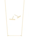 SAKS FIFTH AVENUE 14K YELLOW GOLD BAR EARRING & NECKLACE 3-PIECE SET,0400011698848