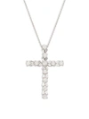 SAKS FIFTH AVENUE 14K WHITE GOLD & DIAMOND CROSS PENDANT NECKLACE,0400012048715