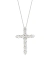 SAKS FIFTH AVENUE 14K WHITE GOLD DIAMOND CROSS PENDANT NECKLACE,0400012048698