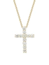 SAKS FIFTH AVENUE 14K YELLOW GOLD DIAMOND CROSS PENDANT NECKLACE,0400012048708