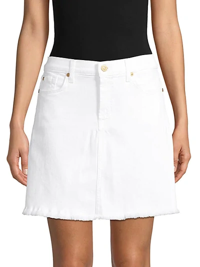 7 For All Mankind Cotton Denim Mini Skirt In Prince St In White