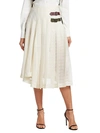 Victoria Beckham Pleated Open Weave Skirt In Cream