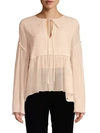 CHLOÉ SELF-TIE RUFFLED TOP,0400011598875