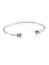 KING BABY STUDIO SKULL & CROWN STERLING SILVER THIN WIRE CUFF BRACELET,0400010525494