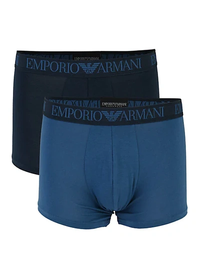 Emporio Armani 2-pack Logo Boxer Briefs In Blue