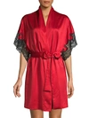 Natori Lace-trimmed Robe In Magenta