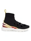 VALENTINO GARAVANI MIXED-MEDIA CUTOUT SOCK SNEAKERS,0400012371607