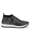 Jimmy Choo Norway Crystal-embellished Slip-on Sneakers In Black