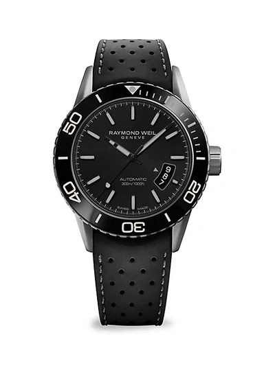 Raymond Weil Men's Freelancer Stainless Steel & Rubber-strap Diver Watch In Black