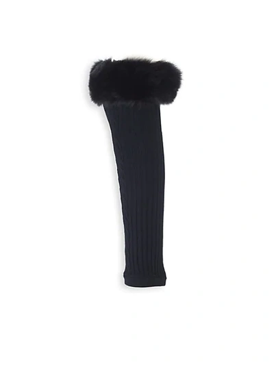 Valentino Donna Dyed Fox Fur-trim Socks In Black