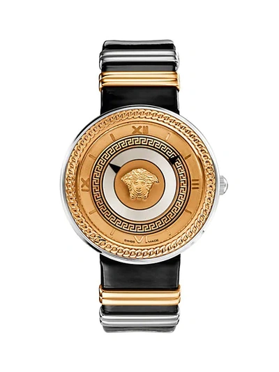 Versace Stainless Steel & Leather-strap Watch