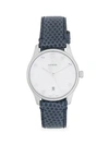 GUCCI ANALOG MOTHER-OF-PEARL SNAKESKIN-EMBOSSED LEATHER STRAP WATCH,0400010614254