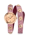 VERSACE MEDUSA STUD ICON ANALOG ROSE GOLDTONE STAINLESS STEEL & LEATHER WRAP WATCH,0400011554250