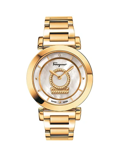 Ferragamo Minuetto Stainless Steel, Mother Of Pearl & Diamond Watch